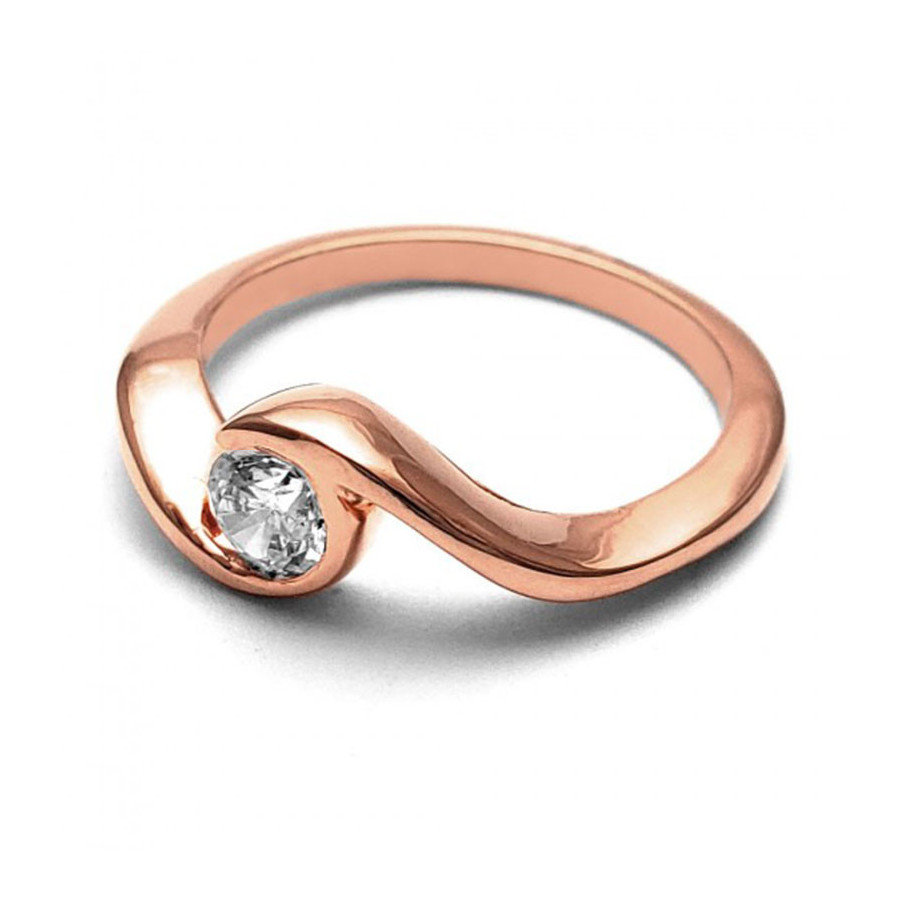 Anillo de Compromiso, oro rosa 14k, peso aproximado 3.74gr, gema zirconia de 5 milímetros de diámetro.