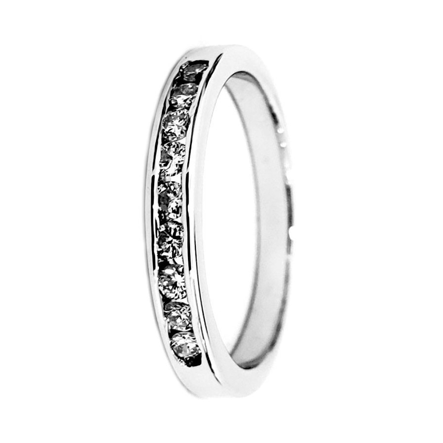 Churumbela oro blanco 14k, peso aproximado 2.2gr, gemas zirconias de 1.2 mm