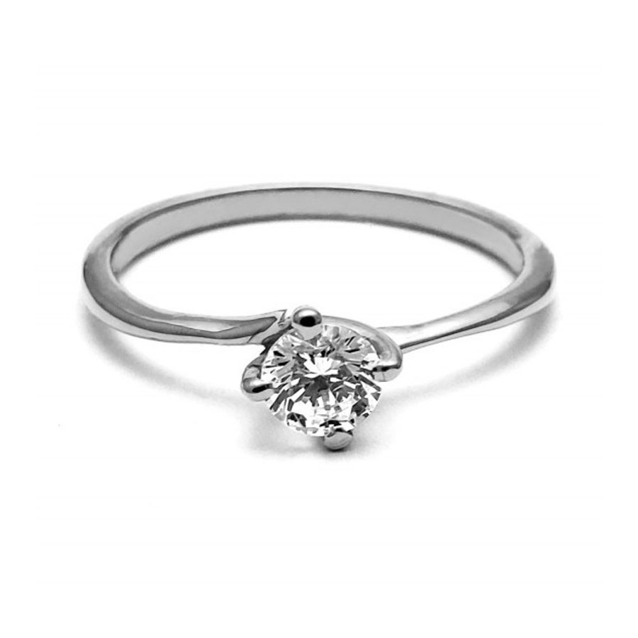 Anillo de Compromiso, plata natural ley .925, peso aproximado 1.98gr, gema zirconia de 4.5 milímetros de diámetro.