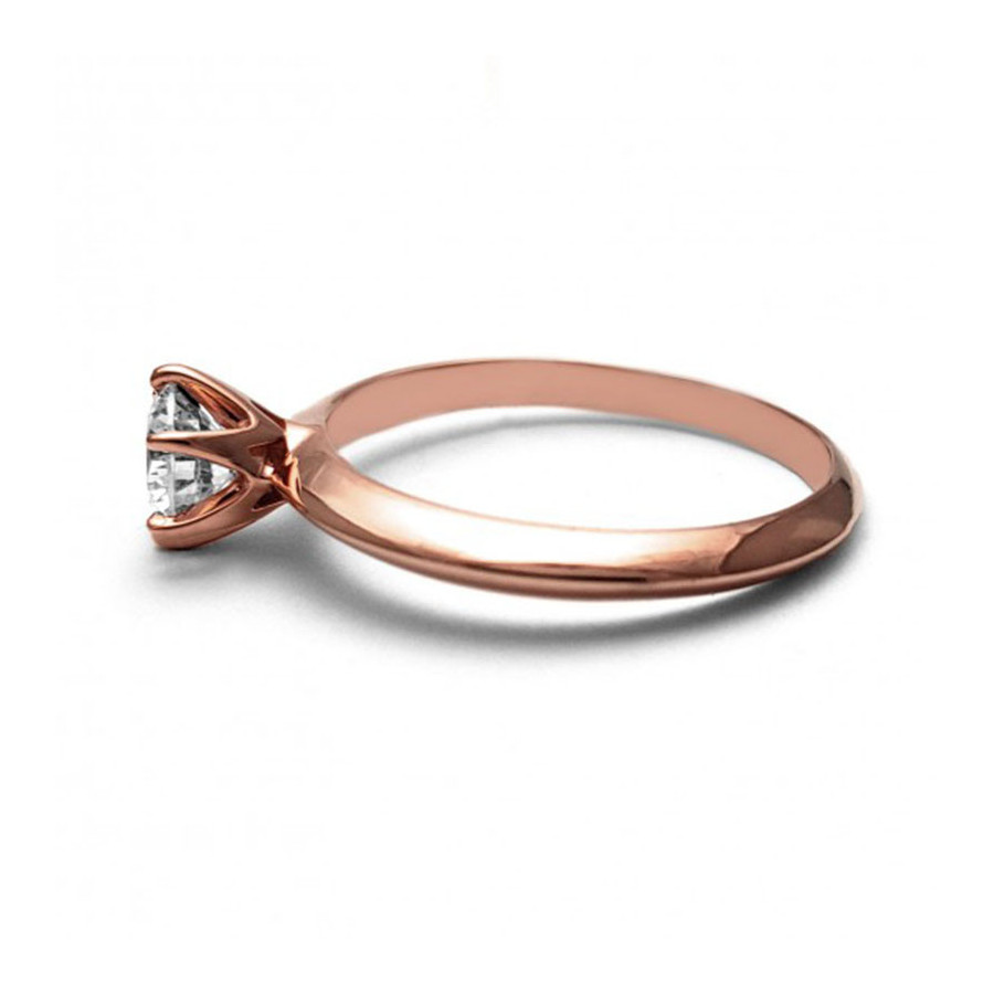 Anillo de Compromiso, oro rosa 14k, peso aproximado 2.3gr, gema zirconia de 5 milímetros de diámetro.