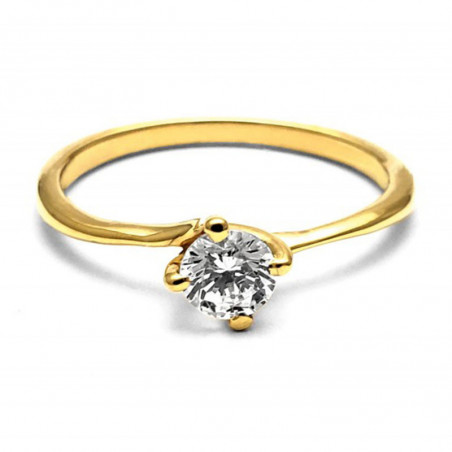 Anillo de Compromiso, oro amarillo 14k, peso aproximado 1.98gr, gema zirconia de 4.5 milímetros de diámetro.