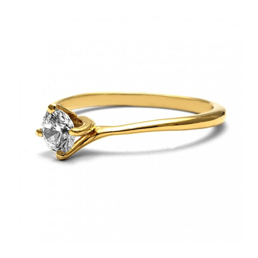 Anillo de Compromiso, oro amarillo 14k, peso aproximado 1.98gr, gema zirconia de 4.5 milímetros de diámetro.