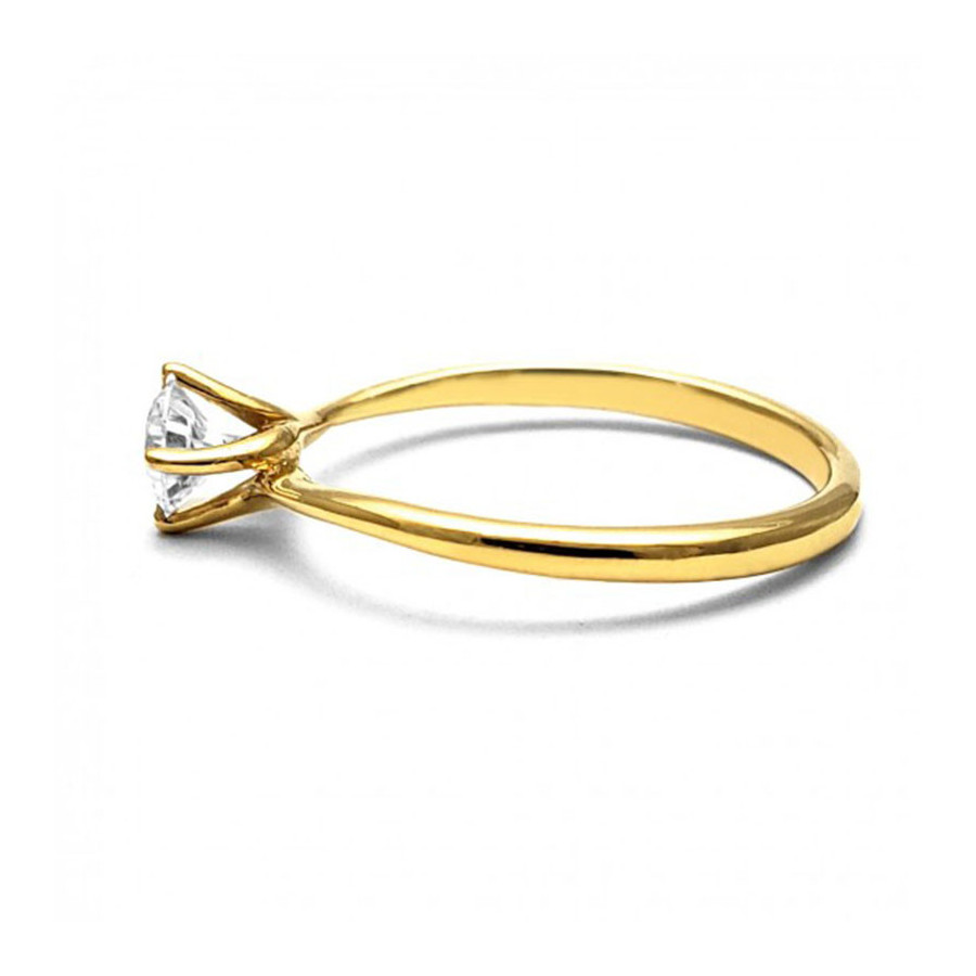 Anillo de Compromiso, oro amarillo 14k, peso aproximado 1.98gr, gema zirconia de 4.5 milímetros de diámetro.