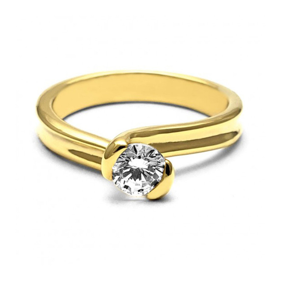 Anillo de Compromiso, amarillo 14k, peso aproximado 3.98gr, gema zirconia de 4.5 milímetros de diámetro.