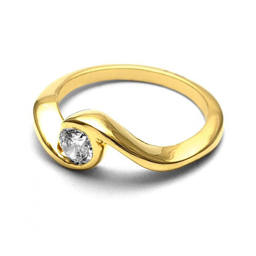 Anillo de Compromiso, amarillo 14k, peso aproximado 3.74gr, gema zirconia de 5mm de diametro.