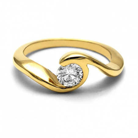 Anillo de Compromiso, amarillo 14k, peso aproximado 3.74gr, gema zirconia de 5mm de diametro.