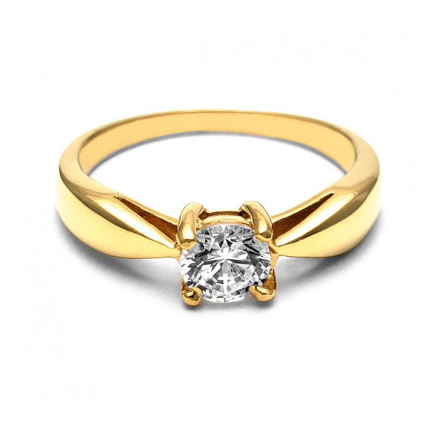 Anillo de Compromiso, oro amarillo 14k, peso aproximado 3.68gr, gema zirconia de 5 milímetros de diámetro. Anillo de Compromiso, oro amarillo 14k, peso aproximado 3.68gr, gema zirconia de 5 milímetros de diámetro.
