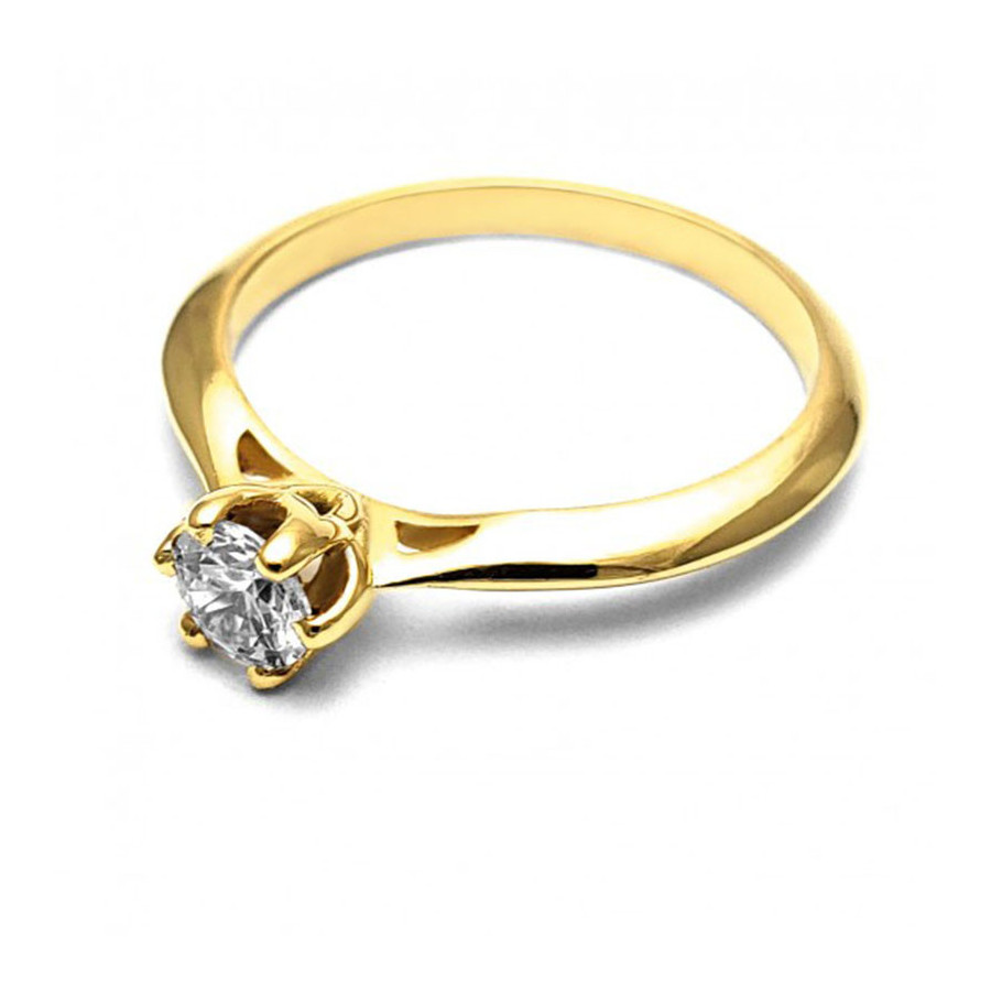 Anillo de Compromiso, oro amarillo 14k, peso aproximado 2.5gr, gema zirconia de 5 milímetros de diámetro.