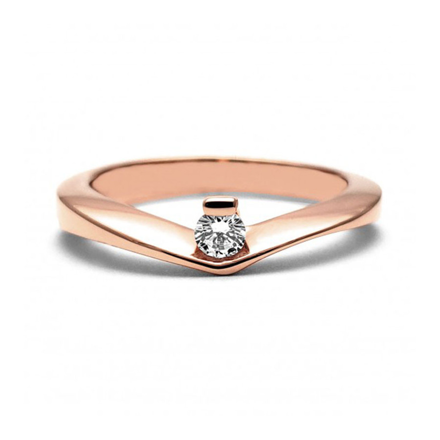 Anillo de Compromiso, oro rosa 14k, peso aproximado 3.40gr, gema zirconia de 3 milímetros de diámetro.