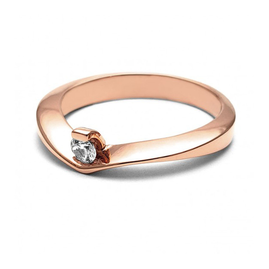 Anillo de Compromiso, oro rosa 14k, peso aproximado 3.40gr, gema zirconia de 3 milímetros de diámetro.