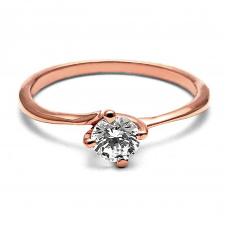 Anillo de Compromiso, oro rosa 14k, peso aproximado 1.98gr, gema zirconia de 4.5 milímetros de diámetro.