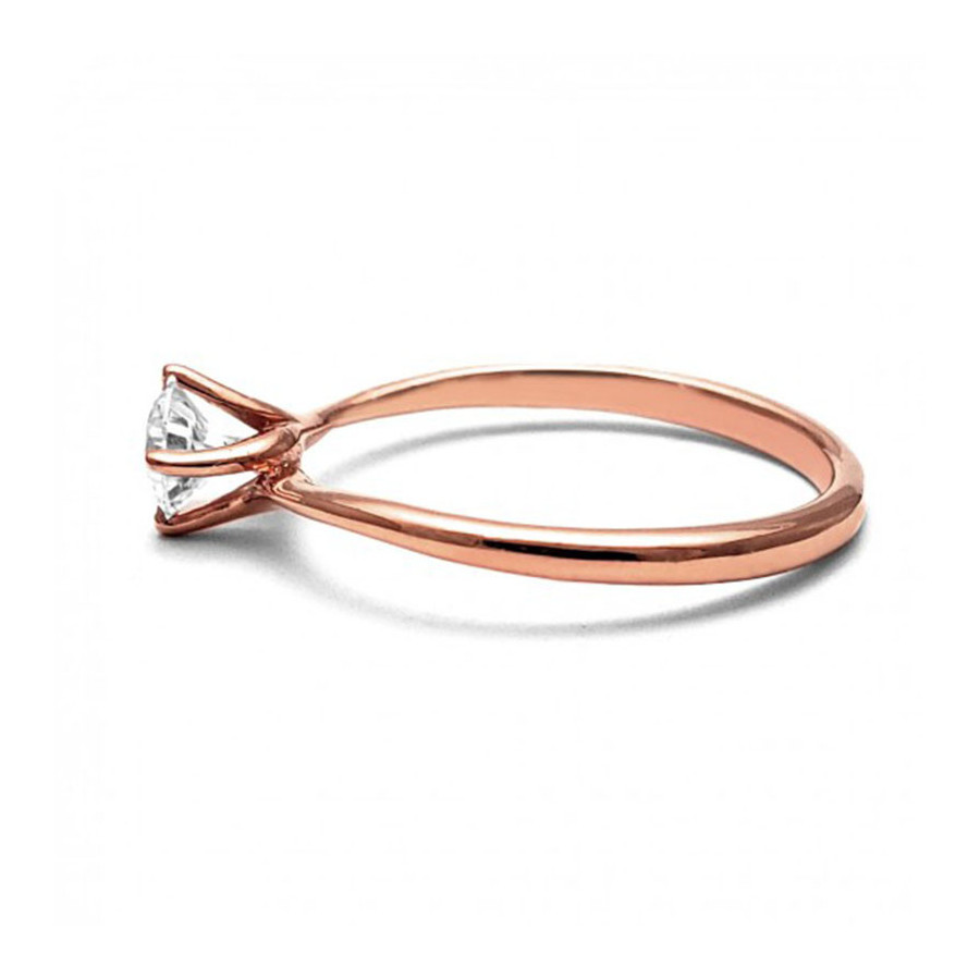 Anillo de Compromiso, oro rosa 14k, peso aproximado 1.98gr, gema zirconia de 4.5 milímetros de diámetro.