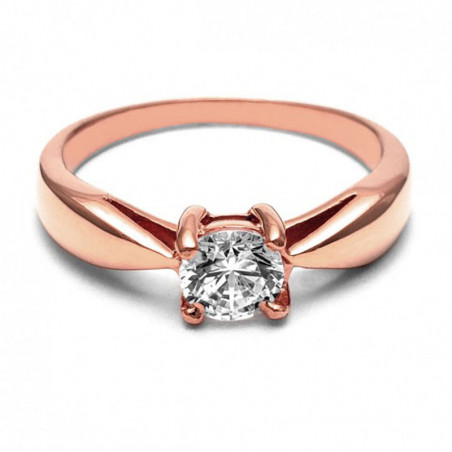 Anillo de Compromiso, oro rosa 14k, peso aproximado 3.68gr, gema zirconia de 5 milímetros de diámetro.