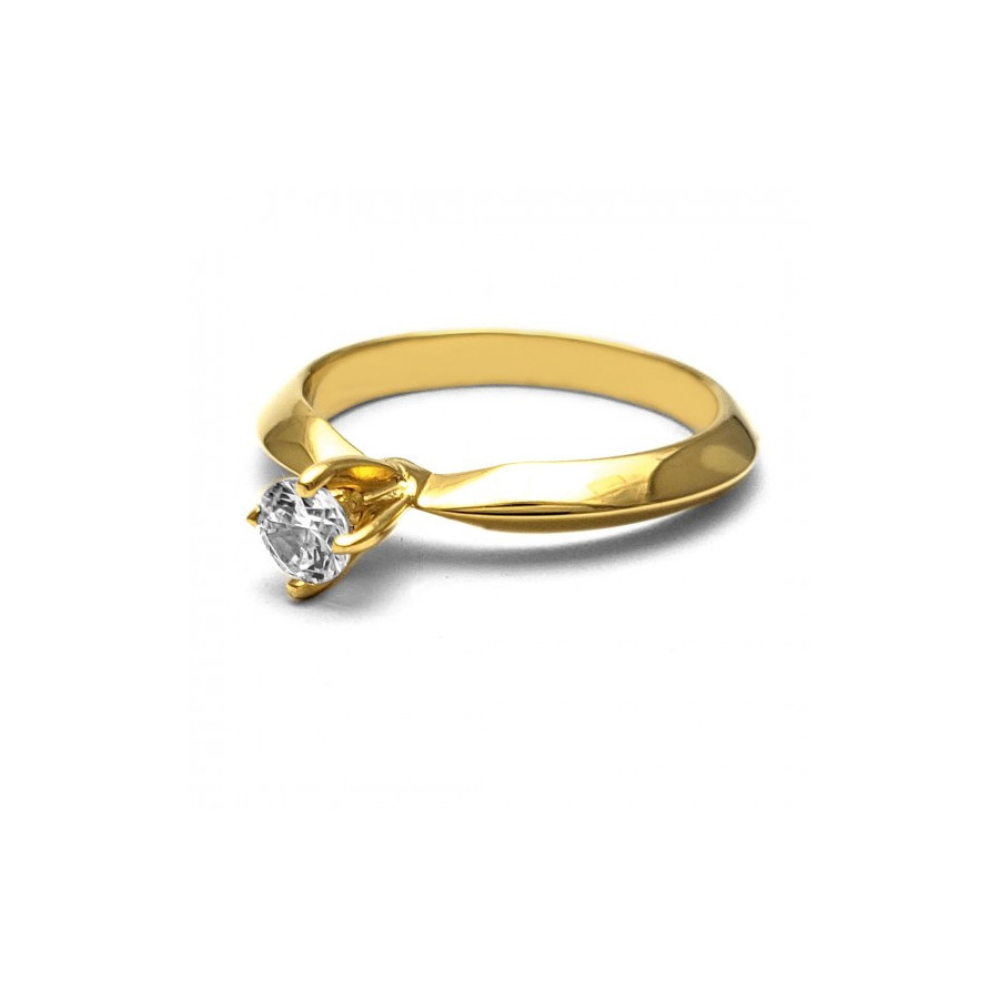 Anillo de Compromiso, oro amarillo 14k, peso aproximado 3.24gr, gema zirconia de 4 milímetros de diámetro.