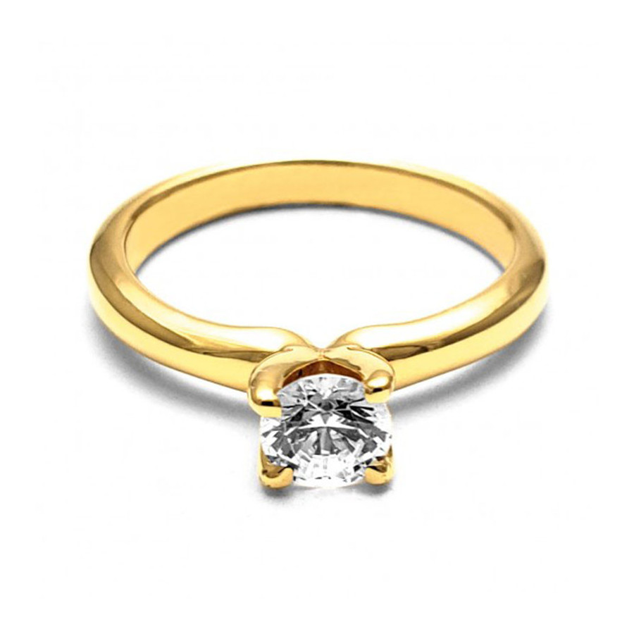 Anillo de Compromiso, oro amarillo 14k, peso aproximado 3.39gr, gema zirconia de 5 milímetros de diámetro. Anillo de Compromiso, oro amarillo 14k, peso aproximado 3.39gr, gema zirconia de 5 milímetros de diámetro.