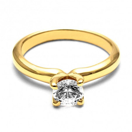 Anillo de Compromiso, oro amarillo 14k, peso aproximado 3.39gr, gema zirconia de 5 milímetros de diámetro.