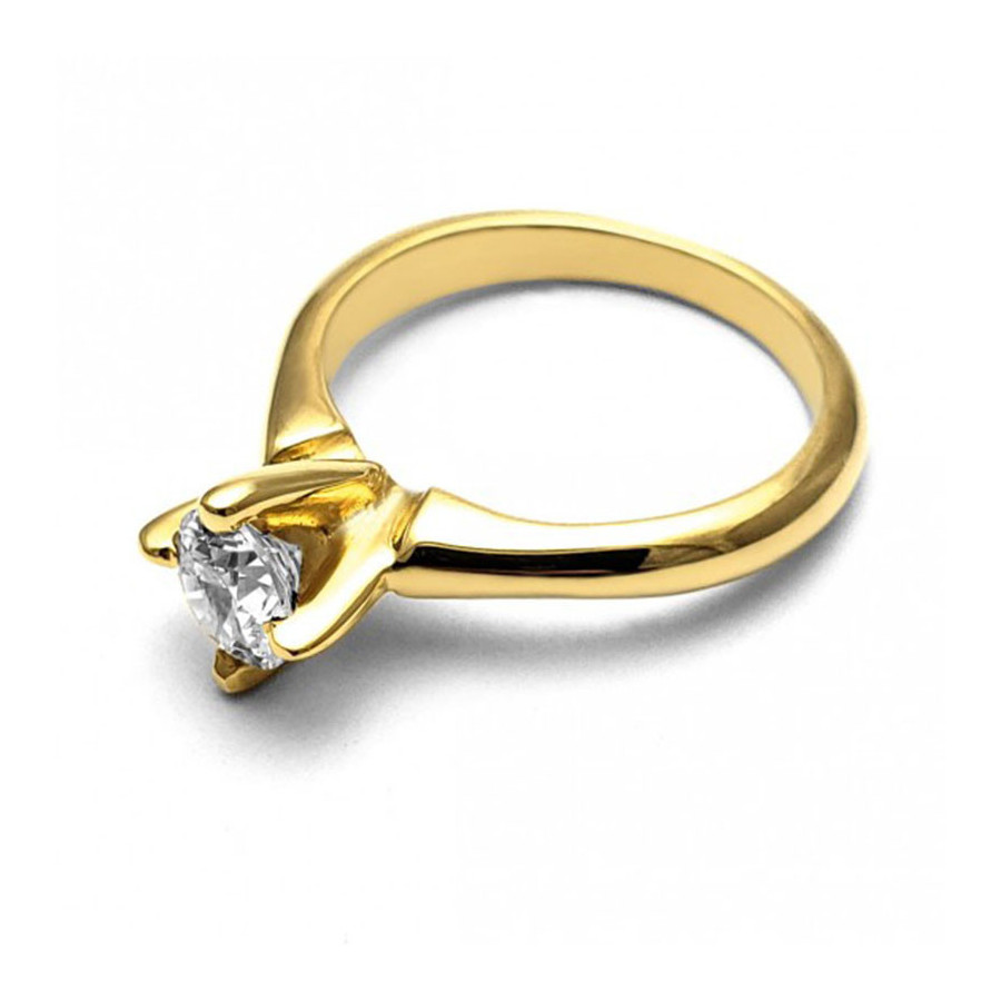 Anillo de Compromiso, oro amarillo 14k, peso aproximado 3.29gr, gema zirconia de 5 milímetros de diámetro.