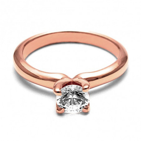 Anillo de Compromiso, oro rosa 14k, peso aproximado 3.39gr, gema zirconia de 5 milímetros de diámetro.