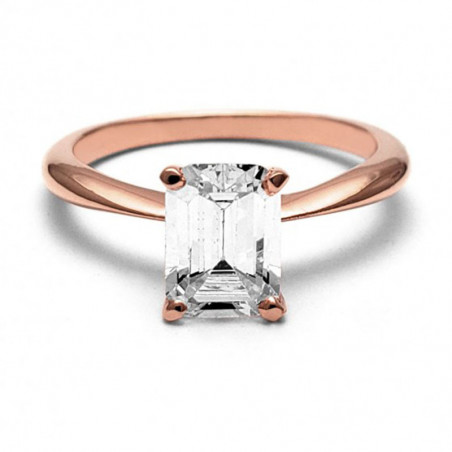 Anillo de Compromiso, oro rosa 14k, peso aproximado 3.04gr, gema zirconia de 7.5*5.5 milímetros.