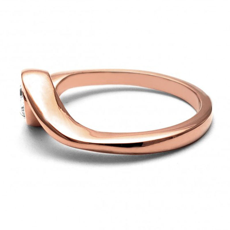 Anillo de Compromiso Bypass | Oro Rosa 14K | Zirconia de 5 mm | Peso aprox. 3.74 g