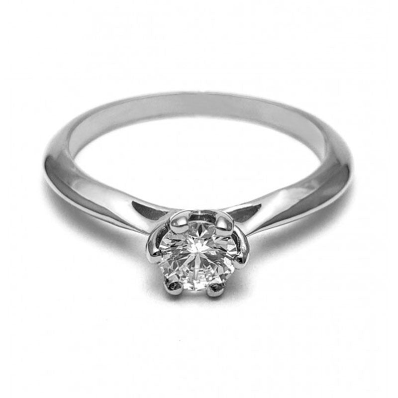 Anillo de Compromiso Solitario | Oro Blanco 14K | Zirconia de 5 mm | Peso aprox. 2.50 g