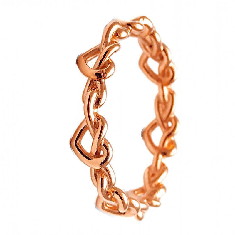 Anillo corazones oro rosa 14k, peso aproximado 2.6gr, ancho de anillo 4 milímetros