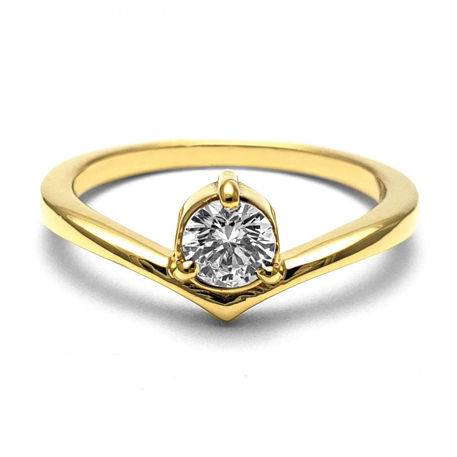 Anillo de Compromiso Solitario | Oro Amarillo 14K | Zirconia de 4 mm | Peso aprox. 2.54 g