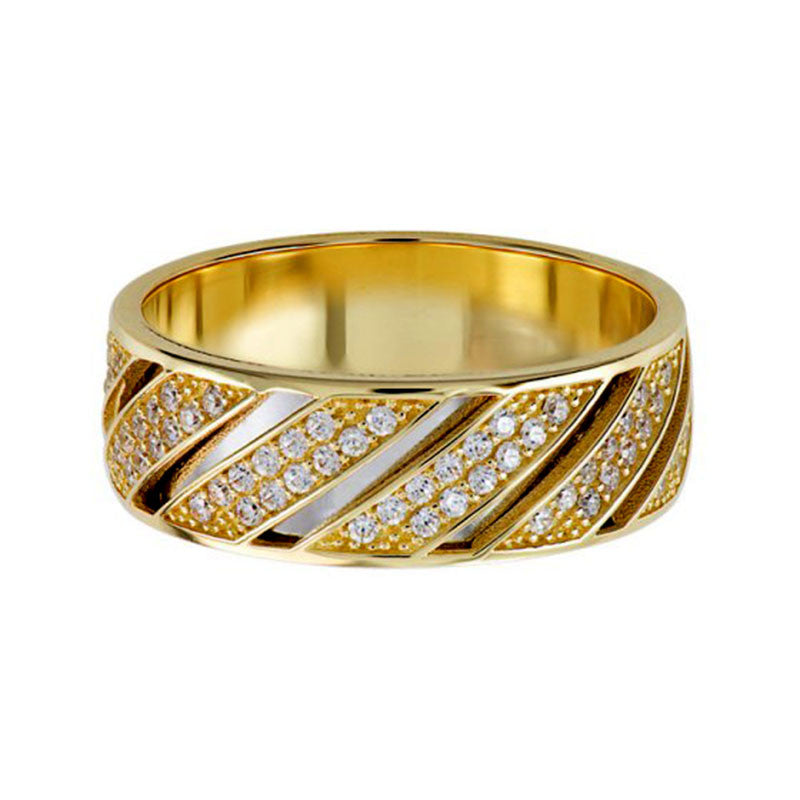 Argolla de Matrimonio, oro 14 kilates, 7 milímetros de ancho, peso aprox 4.5 gramos, con zirconias