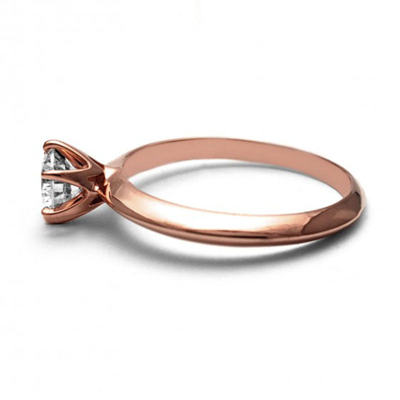 Anillo de Compromiso Solitario | Oro Rosa 14K | Zirconia de 5 mm | Peso aprox. 2.30 g