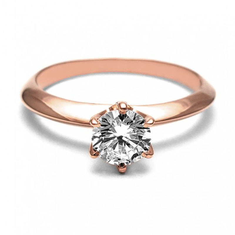 Anillo de Compromiso Solitario | Oro Rosa 14K | Zirconia de 5 mm | Peso aprox. 2.30 g