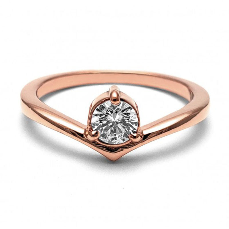 Anillo de Compromiso Solitario | Oro Rosa 14K | Zirconia de 4 mm | Peso aprox. 2.54 g