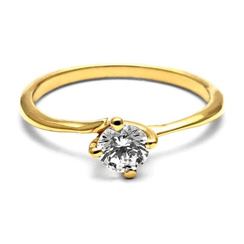 Anillo de Compromiso Solitario | Oro Amarillo 14K | Zirconia de 4.5 mm | Peso aprox. 1.98 g