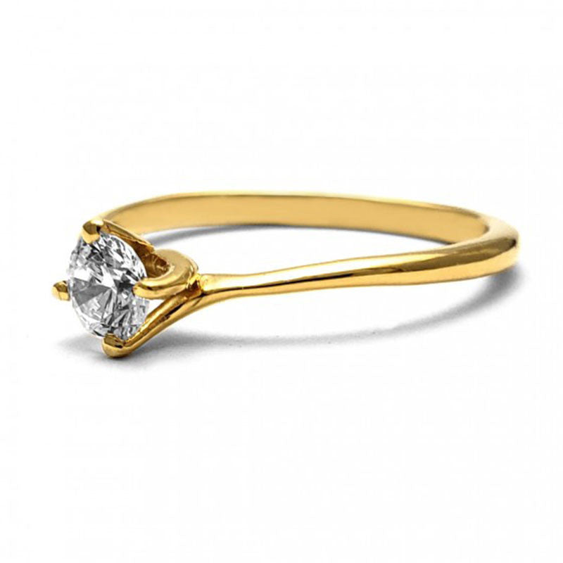 Anillo de Compromiso Solitario | Oro Amarillo 14K | Zirconia de 4.5 mm | Peso aprox. 1.98 g