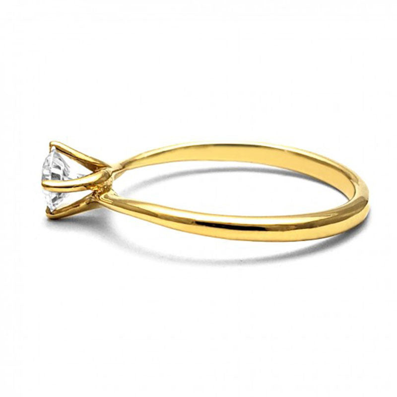 Anillo de Compromiso Solitario | Oro Amarillo 14K | Zirconia de 4.5 mm | Peso aprox. 1.98 g