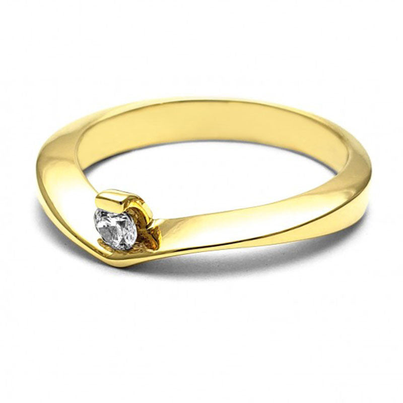 Anillo de Compromiso Solitario | Oro Amarillo 14K | Zirconia de 3 mm | Peso aprox. 3.40 g