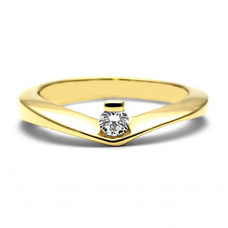 Anillo de Compromiso Solitario | Oro Amarillo 14K | Zirconia de 3 mm | Peso aprox. 3.40 g