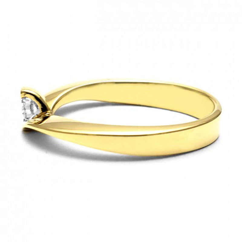 Anillo de Compromiso Solitario | Oro Amarillo 14K | Zirconia de 3 mm | Peso aprox. 3.40 g