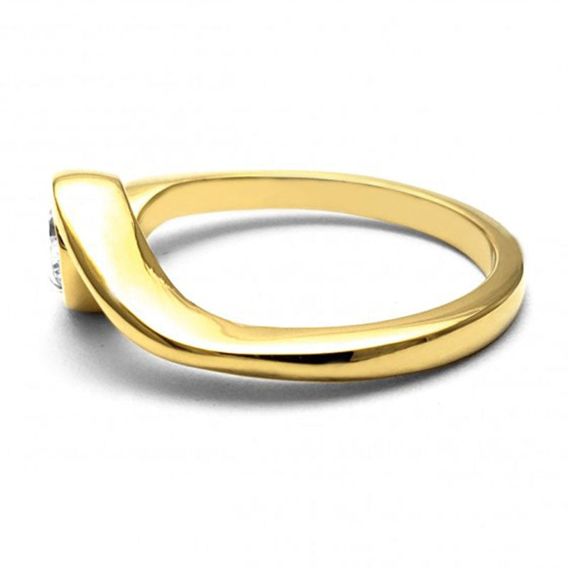 Anillo de Compromiso Bypass | Oro Amarillo 14K | Zirconia de 5 mm | Peso aprox. 3.74 g