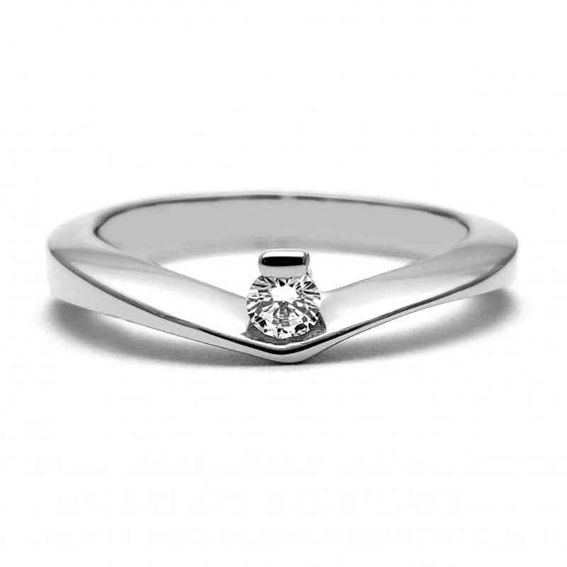 Anillo de Compromiso Solitario | Oro Blanco 14K | Zirconia de 3 mm | Peso aprox. 3.40 g