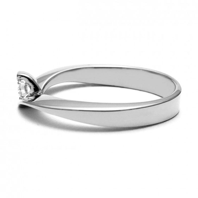 Anillo de Compromiso Solitario | Oro Blanco 14K | Zirconia de 3 mm | Peso aprox. 3.40 g