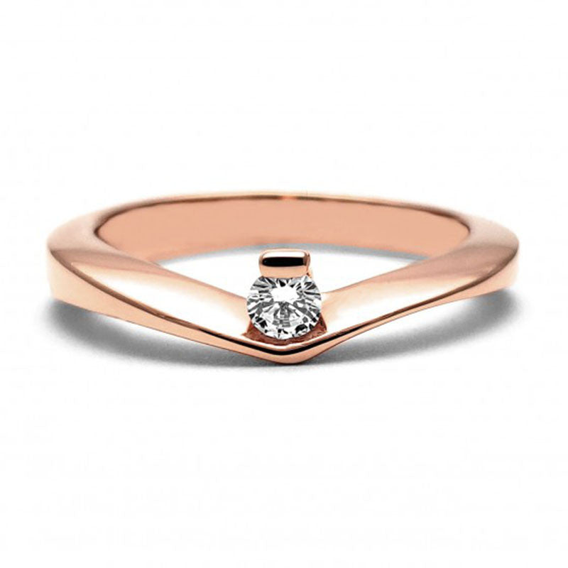 Anillo de Compromiso Solitario | Oro Rosa 14K | Zirconia de 3 mm | Peso aprox. 3.40 g