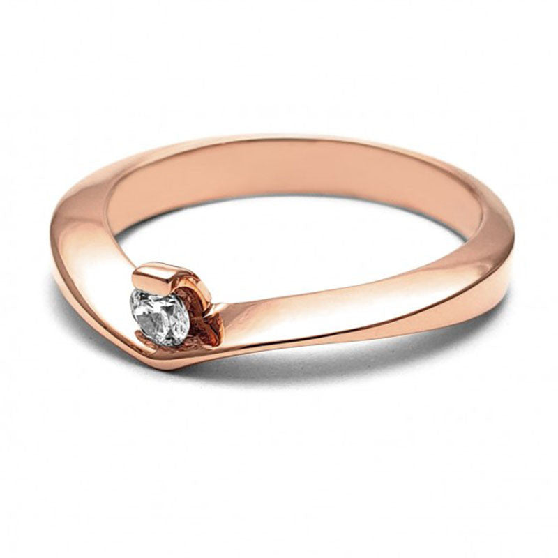 Anillo de Compromiso Solitario | Oro Rosa 14K | Zirconia de 3 mm | Peso aprox. 3.40 g