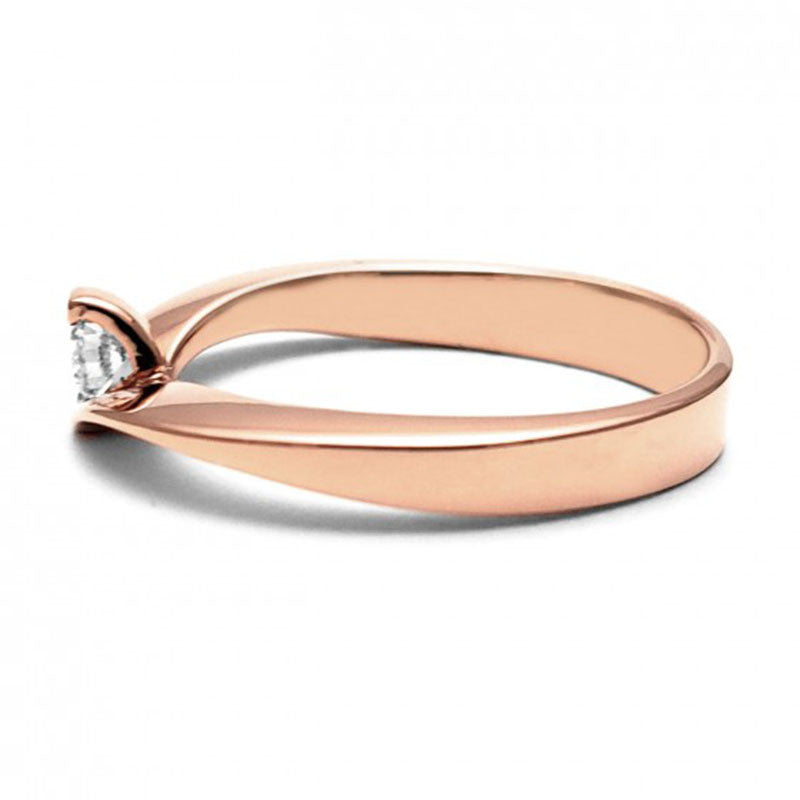 Anillo de Compromiso Solitario | Oro Rosa 14K | Zirconia de 3 mm | Peso aprox. 3.40 g