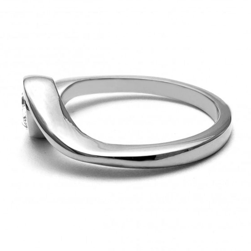 Anillo de Compromiso Bypass | Oro Blanco 14K | Zirconia de 5 mm | Peso aprox. 3.74 g