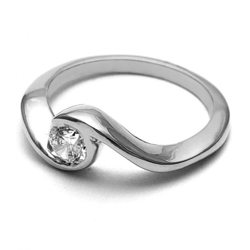Anillo de Compromiso Bypass | Plata .925 | Zirconia de 5 mm | Peso aprox. 3.74 g