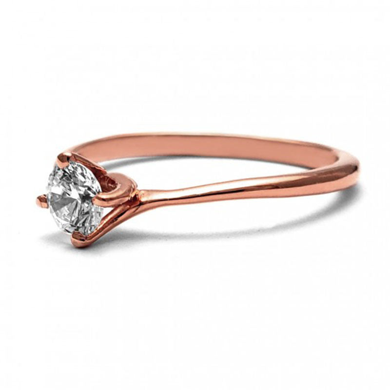 Anillo de Compromiso Solitario | Oro Rosa 14K | Zirconia de 4.5 mm | Peso aprox. 1.98 g