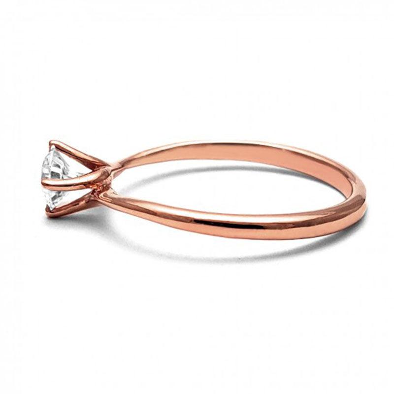 Anillo de Compromiso Solitario | Oro Rosa 14K | Zirconia de 4.5 mm | Peso aprox. 1.98 g