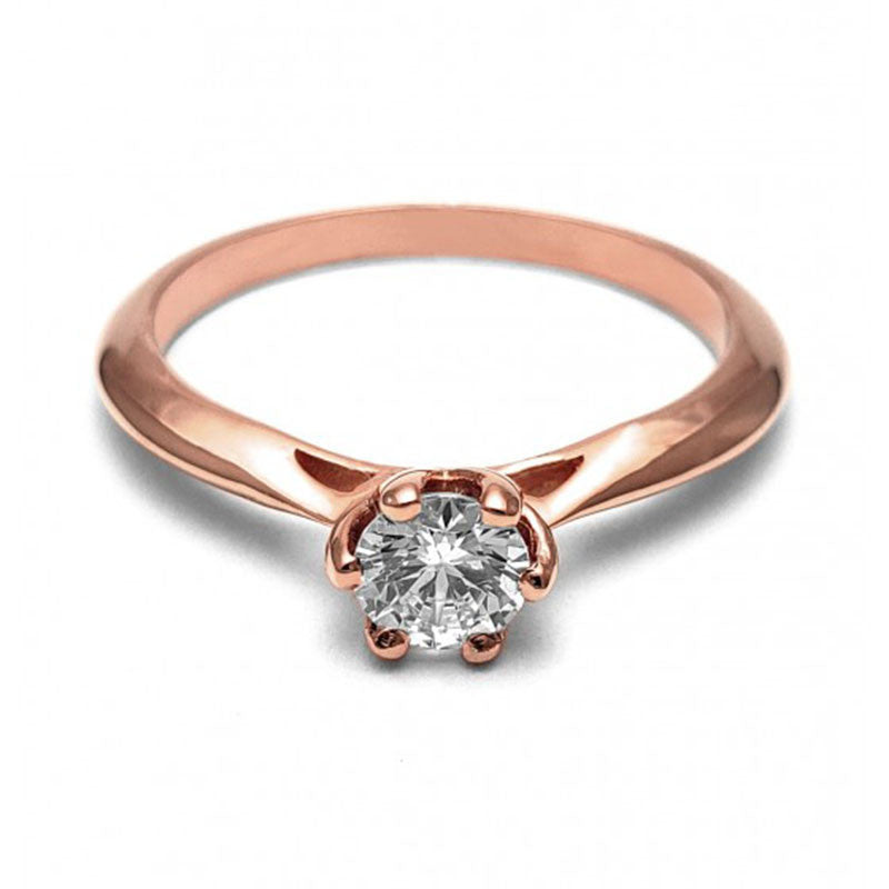Anillo de Compromiso Solitario | Oro Rosa 14K | Zirconia de 5 mm | Peso aprox. 2.50 g