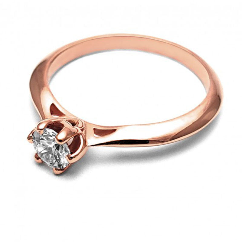 Anillo de Compromiso Solitario | Oro Rosa 14K | Zirconia de 5 mm | Peso aprox. 2.50 g