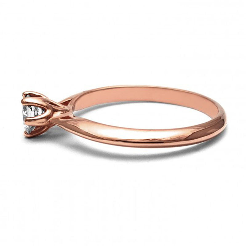 Anillo de Compromiso Solitario | Oro Rosa 14K | Zirconia de 5 mm | Peso aprox. 2.50 g
